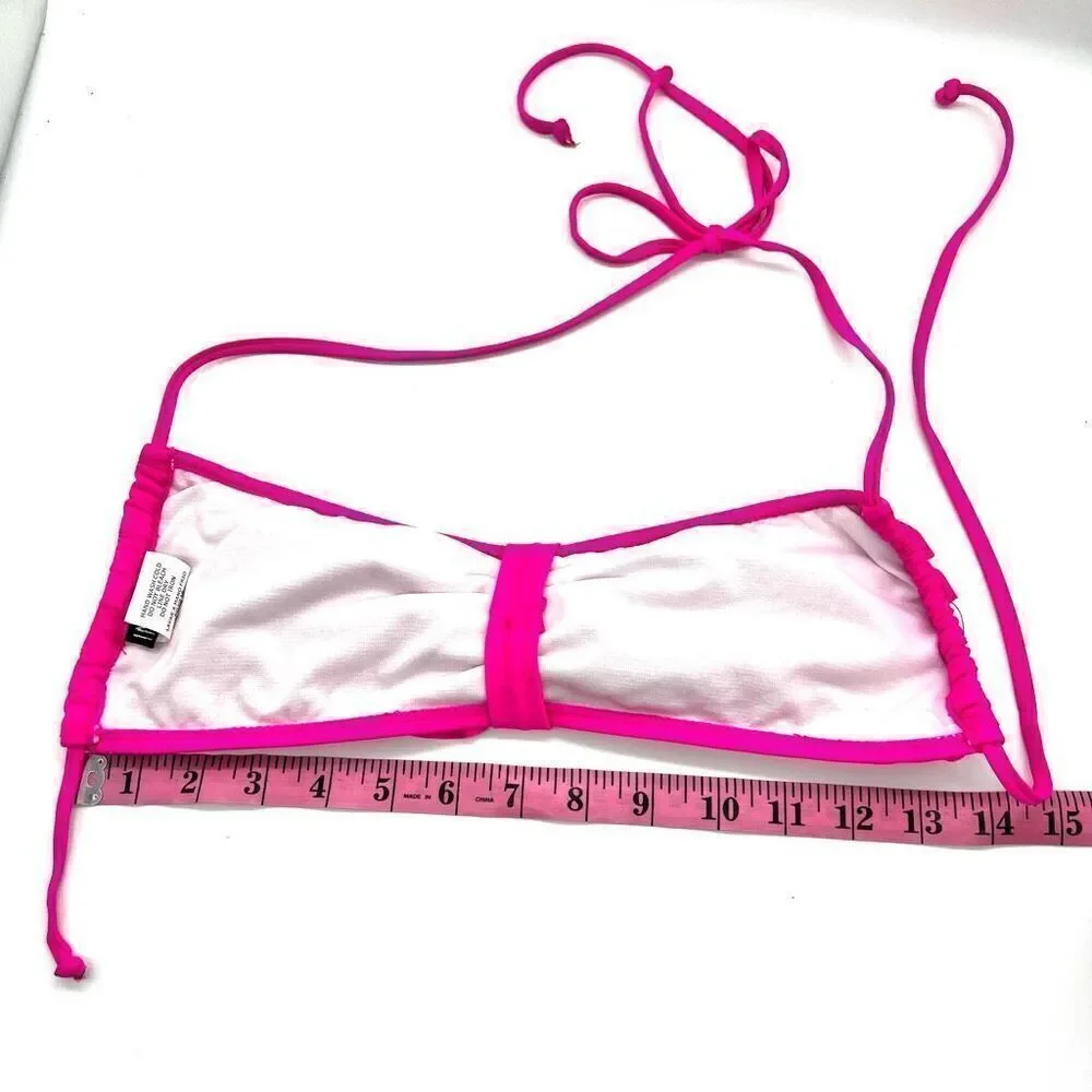 Ingear Hot Pink Ruffled Bikini Swimsuit Top Size Medium Playful Beach Summer Vib